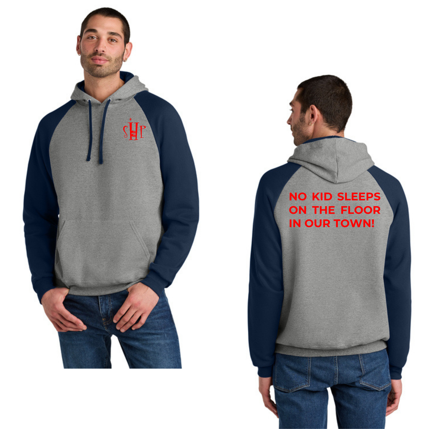 Jerzees® Unisex NuBlend® Colorblock Raglan Hoodie (OXFORD/ J. NAVY)