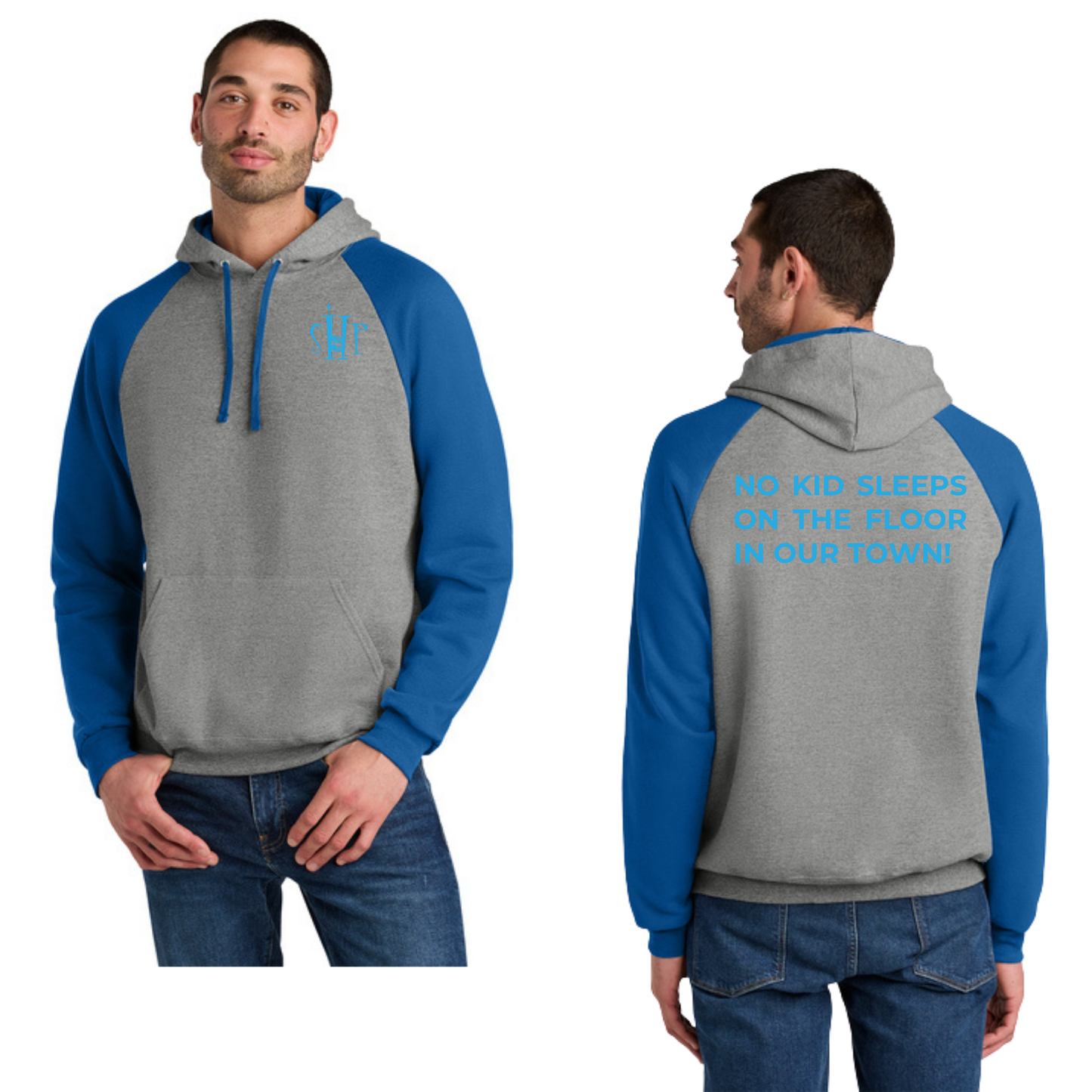 Jerzees® Unisex NuBlend® Colorblock Raglan Hoodie (OXFORD/ ROYAL)