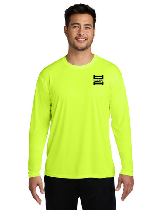 BAA 2025 - ADULT'S Long Sleeve Performance UV Shirt - "Official BAA Logo" (NEON YELLOW)