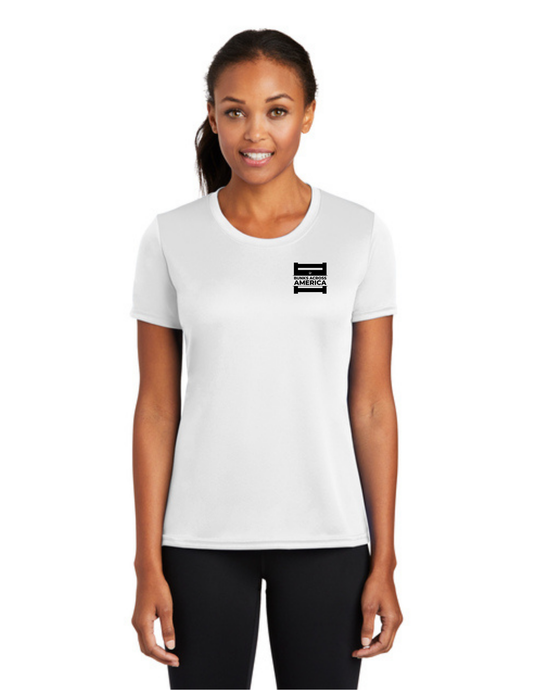 BAA 2025 - WOMEN'S Performance UV Short Sleeve - "Official BAA Logo" (WHITE)