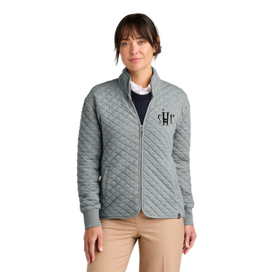 WOMEN'S Full Zip - Brooks Brothers Diamond Quilt (LIGHT SHADOW GREY) w/ Embroidery