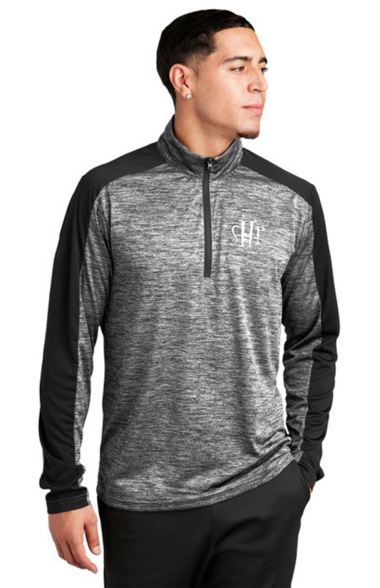 MEN'S 1/4 Zip Pullover (BLACK ELECTRIC/BLACK) - "SHP" LOGO
