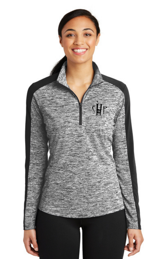 WOMEN'S  1/4 Zip Pullover (BLACK ELECTRIC/BLACK) - "SHP" LOGO