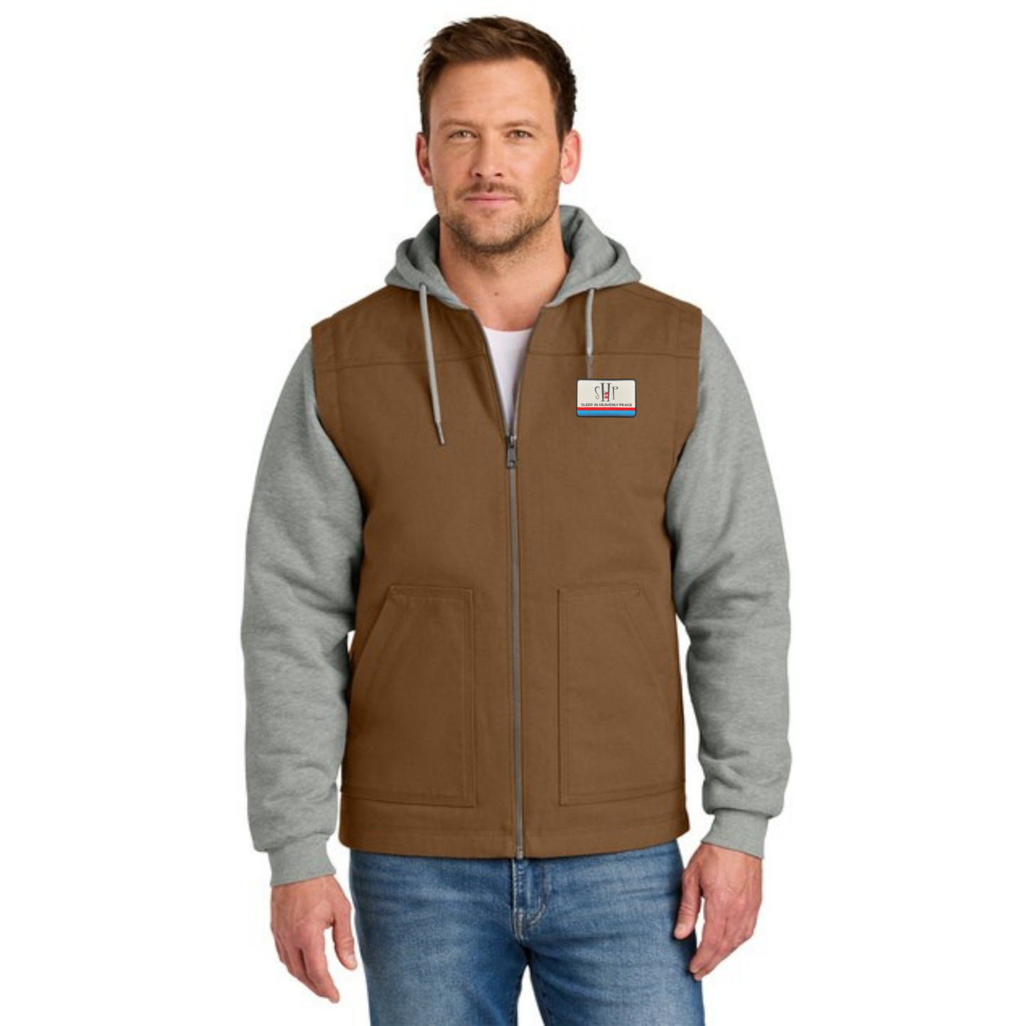 Full Zip - CornerStone Duck Fleece Hooded Jacket (DUCK BROWN/HEATHER GREY)