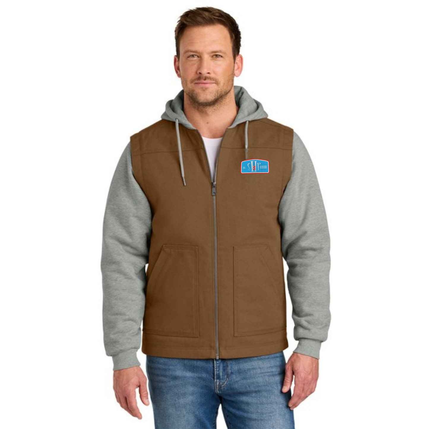 Full Zip - CornerStone Duck Fleece Hooded Jacket (DUCK BROWN/HEATHER GREY)