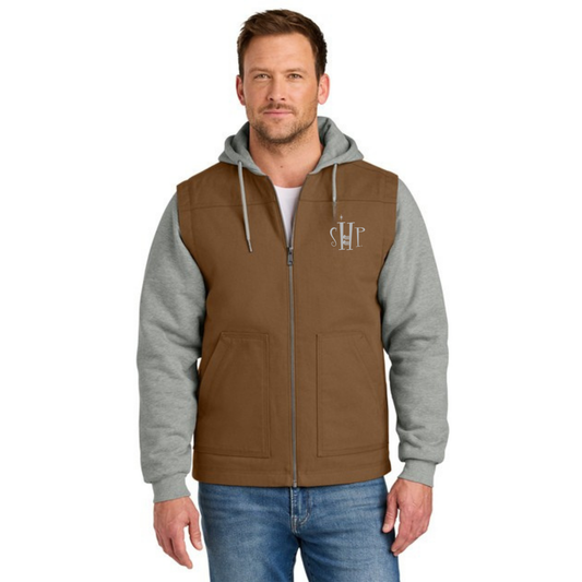Full Zip - CornerStone Duck Fleece Hooded Jacket (DUCK BROWN/HEATHER GREY)