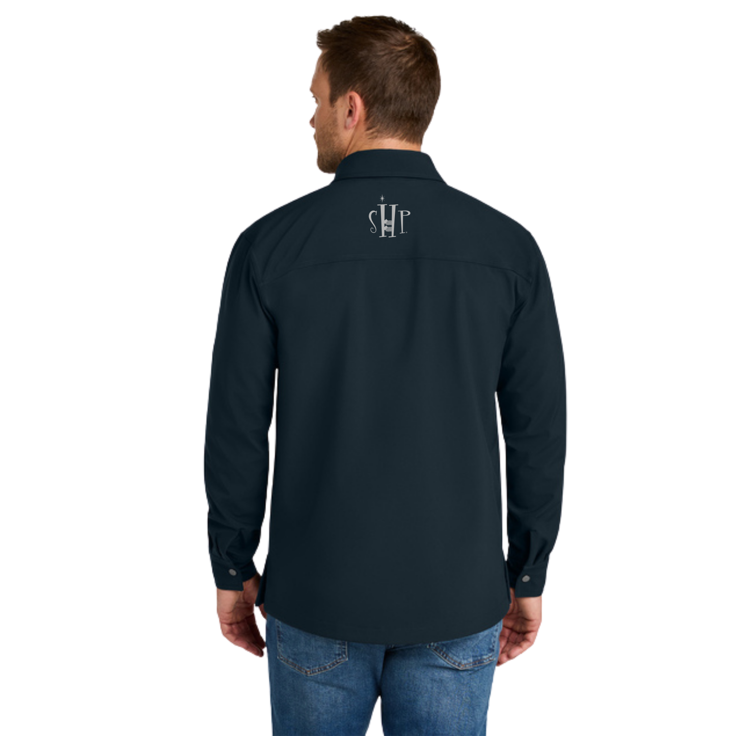 CornerStone Soft Shell Shirt Jacket (NAVY) w/ Embroidery