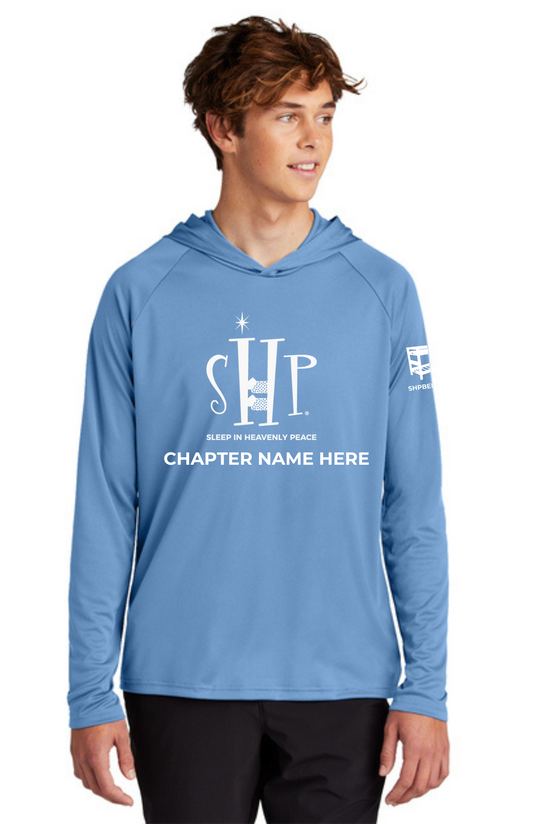 Chapter - ADULT UV Hooded Performance Pullover (CAROLINA BLUE) - "CHAPTER NAME"