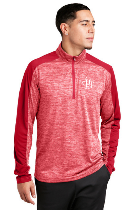 MEN'S 1/4 Zip Pullover (DEEP RED ELECTRIC/DEEP RED) - "SHP" LOGO