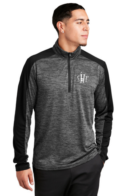 MEN'S 1/4 Zip Pullover (GREY BLACK ELECTRIC/BLACK) - "SHP" LOGO
