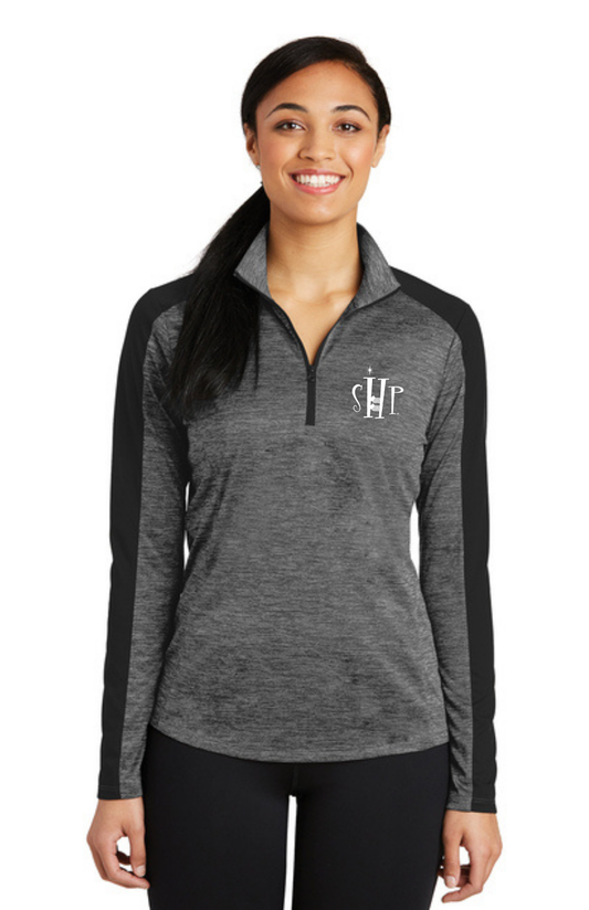WOMEN'S 1/4 Zip Pullover (GREY BLACK ELECTRIC/BLACK) - "SHP" LOGO