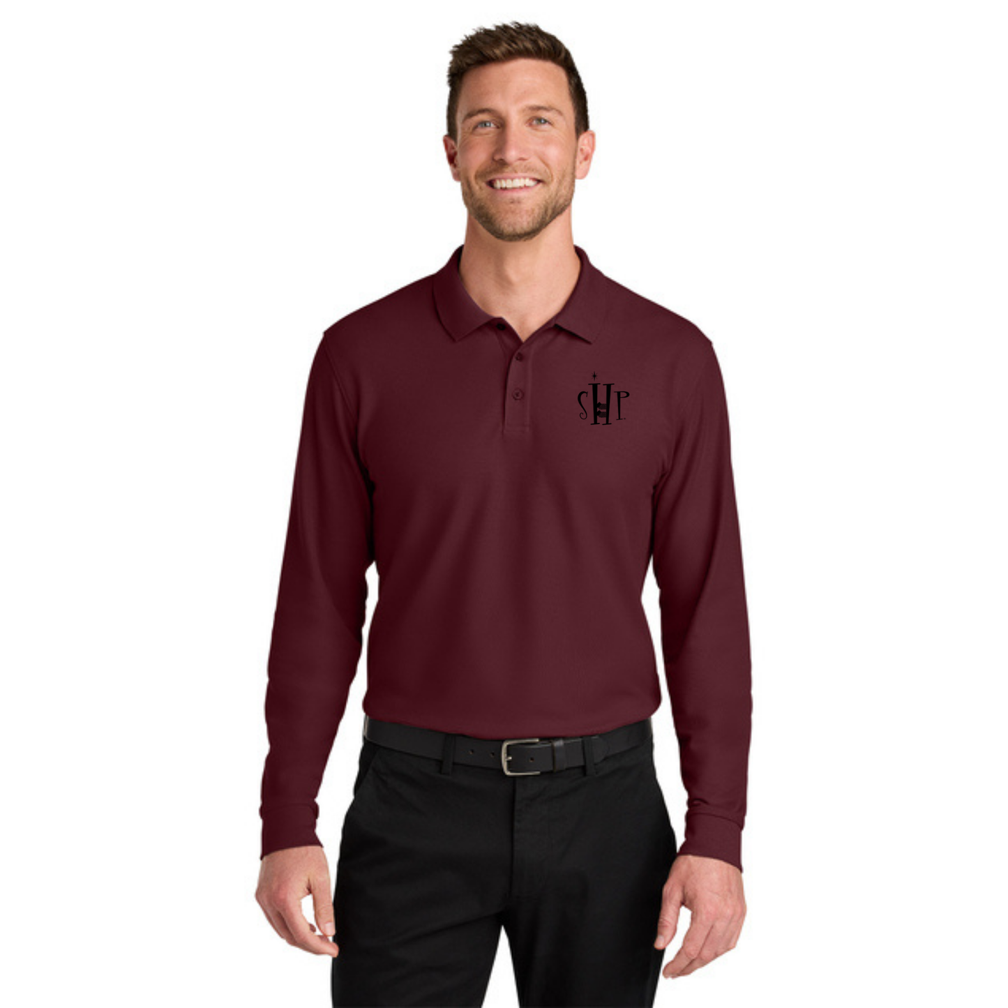 Long Sleeve - Port Authority Polo (BURGUNDY)