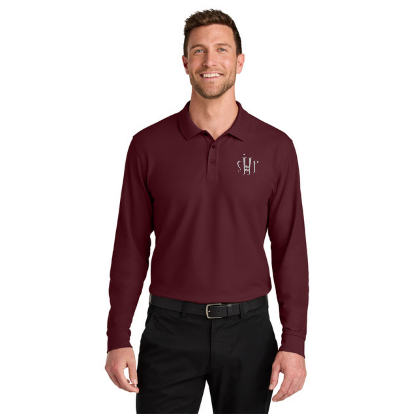 Long Sleeve - Port Authority Polo (BURGUNDY)