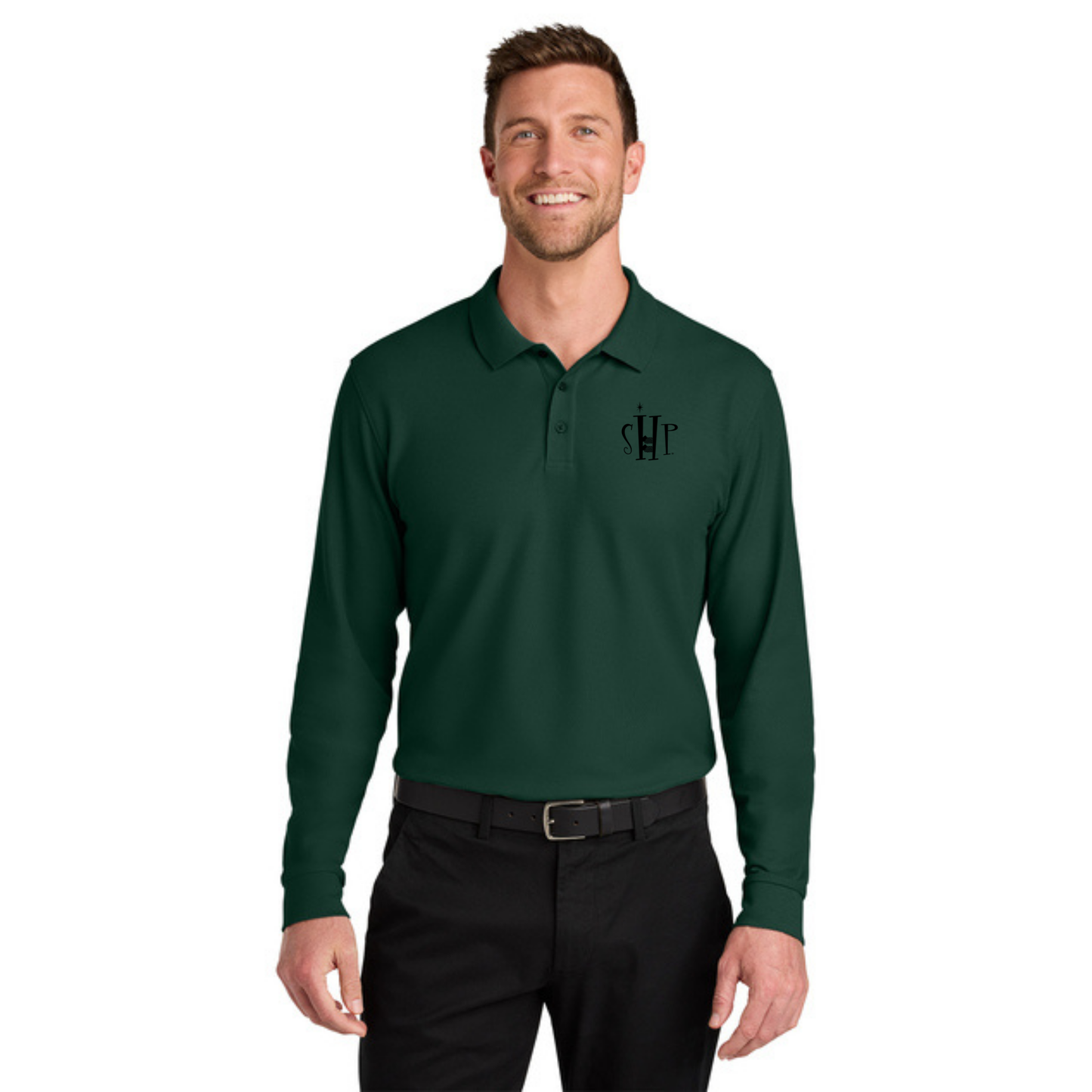 Long Sleeve - Port Authority Polo (DARK GREEN)