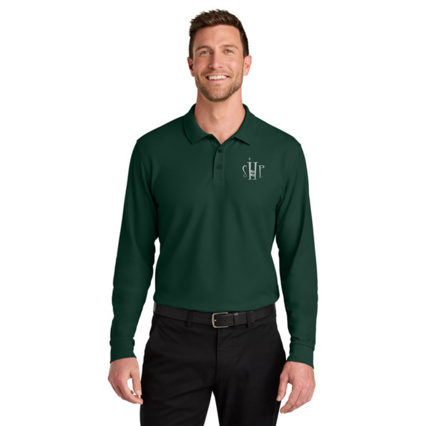 Long Sleeve - Port Authority Polo (DARK GREEN)