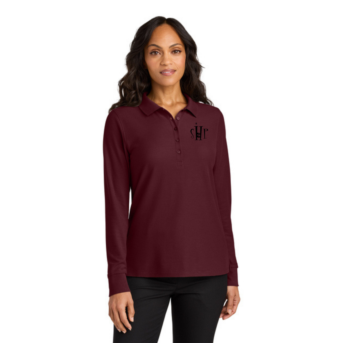 WOMEN'S Port Authority Long Sleeve Polo (BURGUNDY)