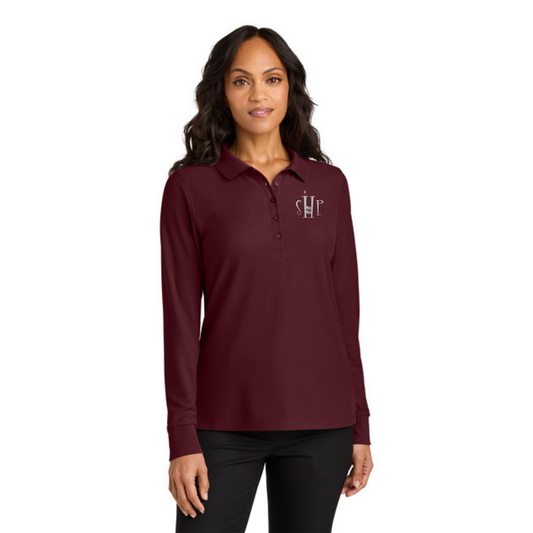 WOMEN'S Port Authority Long Sleeve Polo (BURGUNDY)