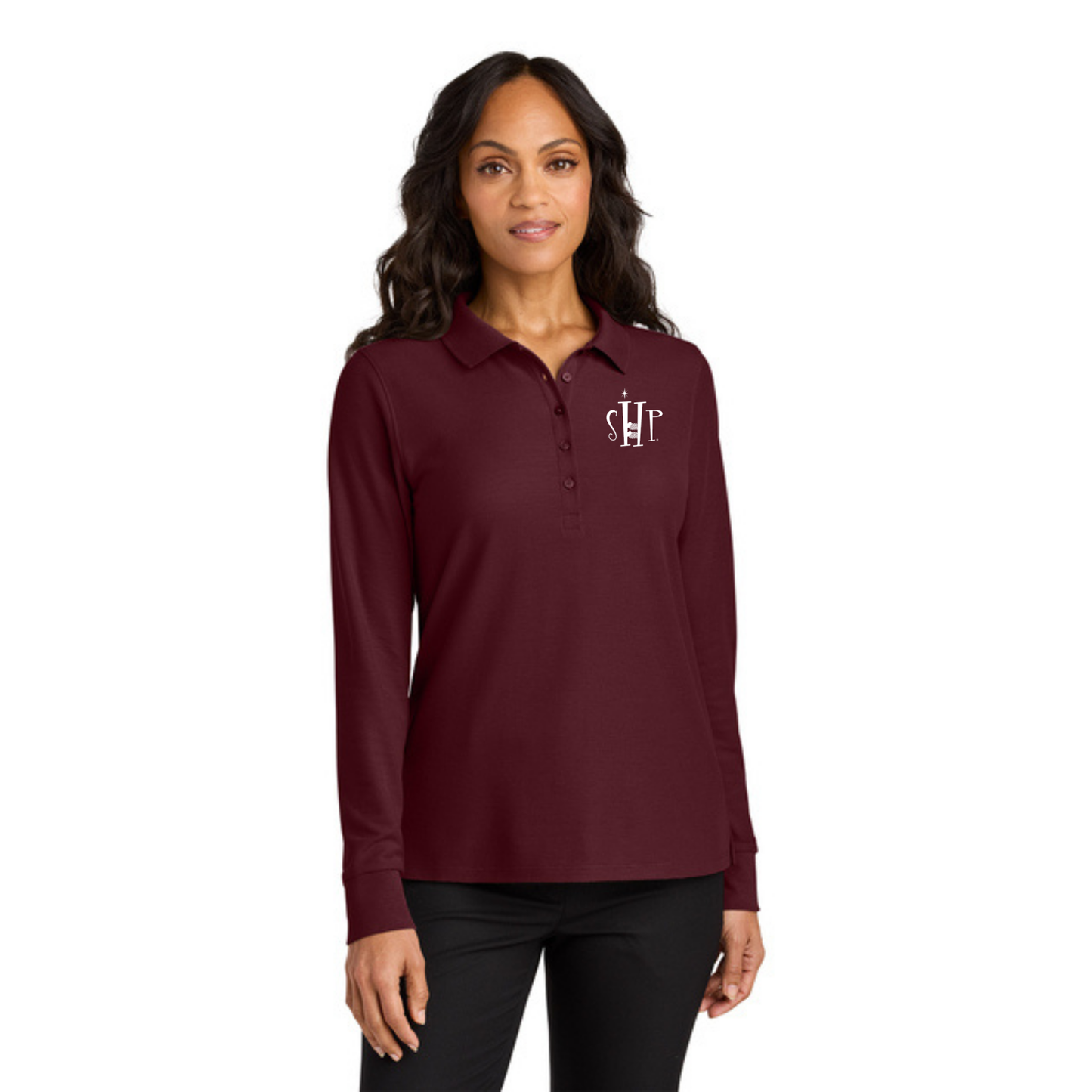 WOMEN'S Port Authority Long Sleeve Polo (BURGUNDY)
