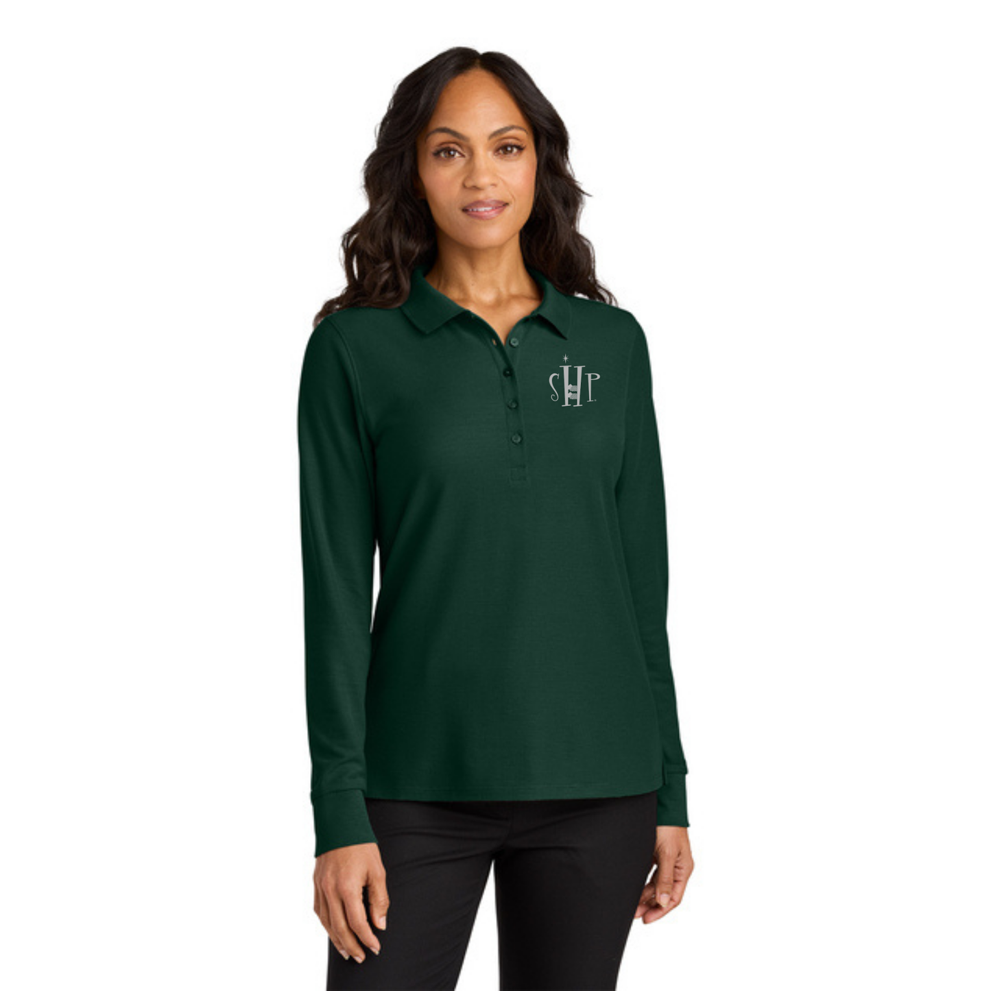WOMEN'S Port Authority Long Sleeve Polo (DARK GREEN)