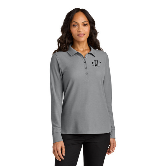WOMEN'S Port Authority Long Sleeve Polo (GUSTY GREY)