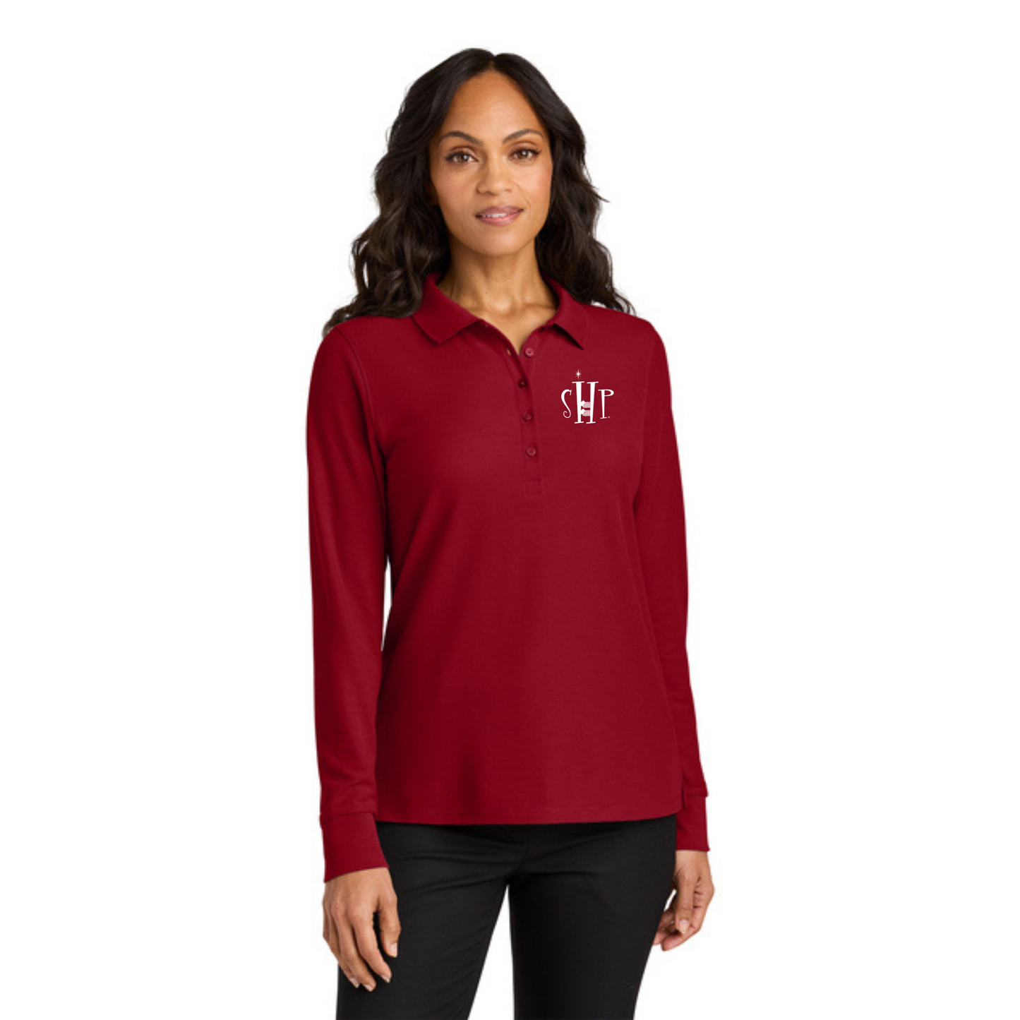 WOMEN'S Port Authority Long Sleeve Polo (RICH RED)