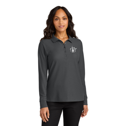 WOMEN'S Port Authority Long Sleeve Polo (STORM GREY)