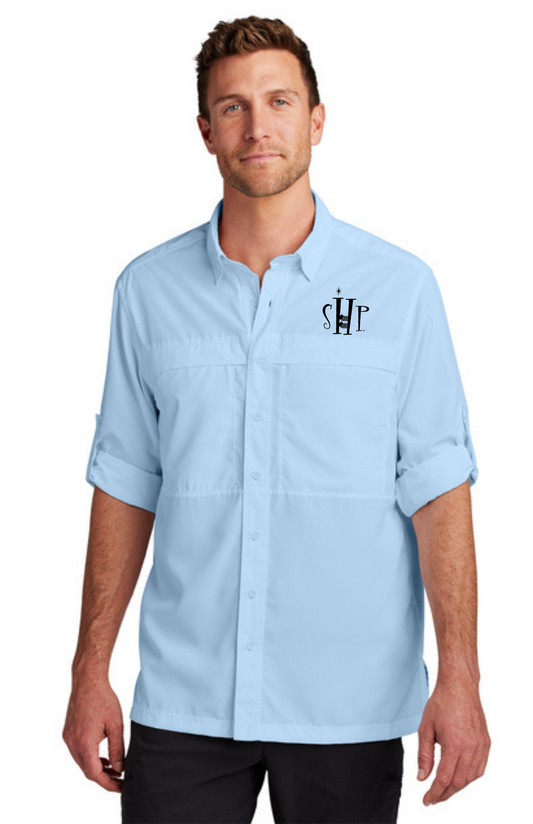 MEN'S UV Daybreak Shirt Long Sleeve w/ Embroidery (LIGHT BLUE) - "SHP" LOGO