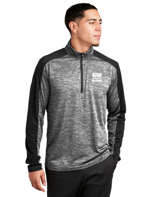 BAA 2025 - MEN'S 1/4 Zip Pullover - "Official BAA Logo" (BLACK ELECTRIC/BLACK)