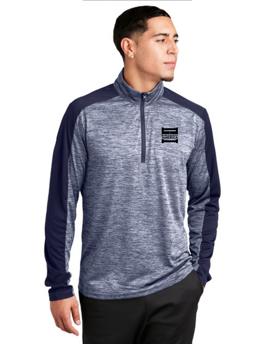 BAA 2025 - MEN'S 1/4 Zip Pullover - "Official BAA Logo" (TRUE NAVY ELECTRIC/TRUE NAVY)