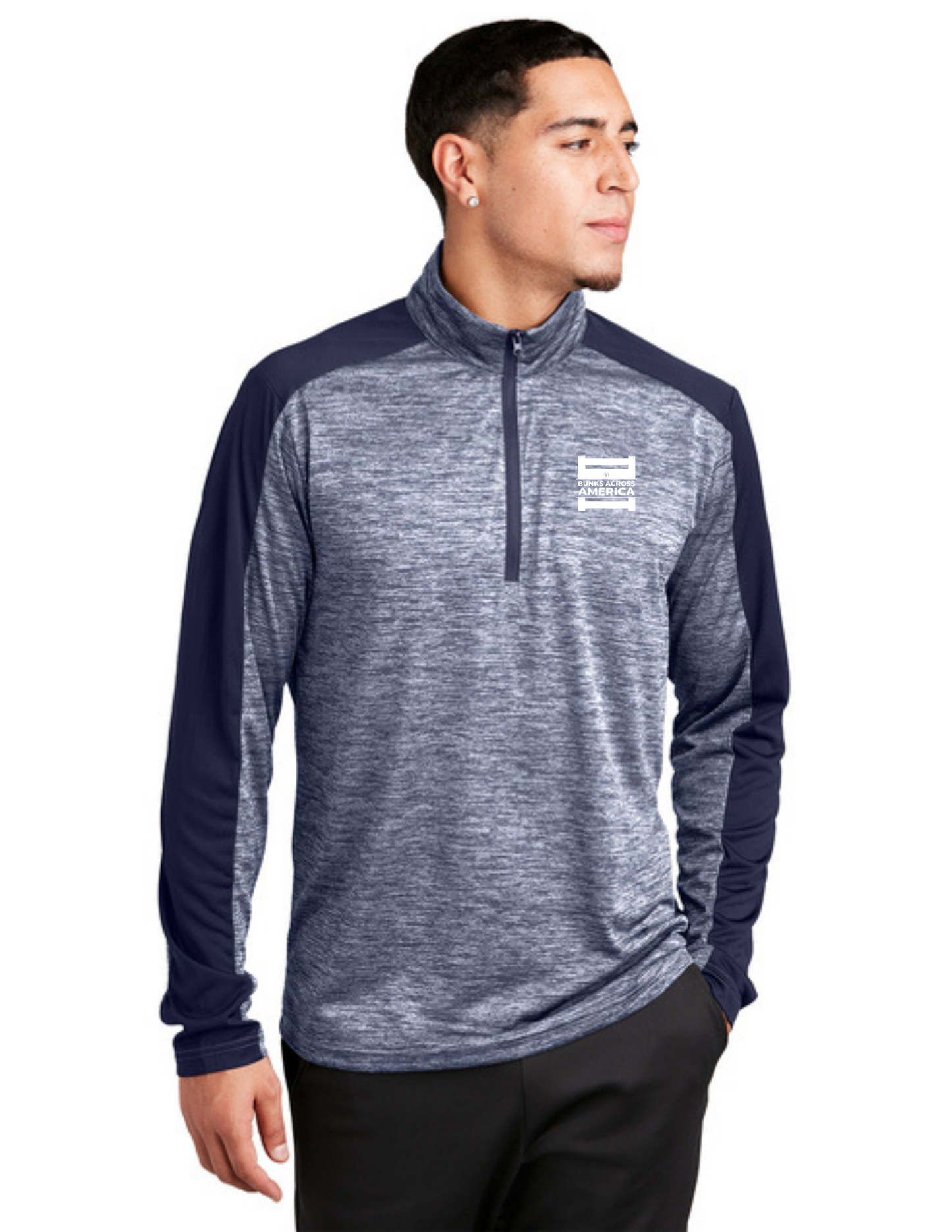 BAA 2025 - MEN'S 1/4 Zip Pullover - "Official BAA Logo" (TRUE NAVY ELECTRIC/TRUE NAVY)