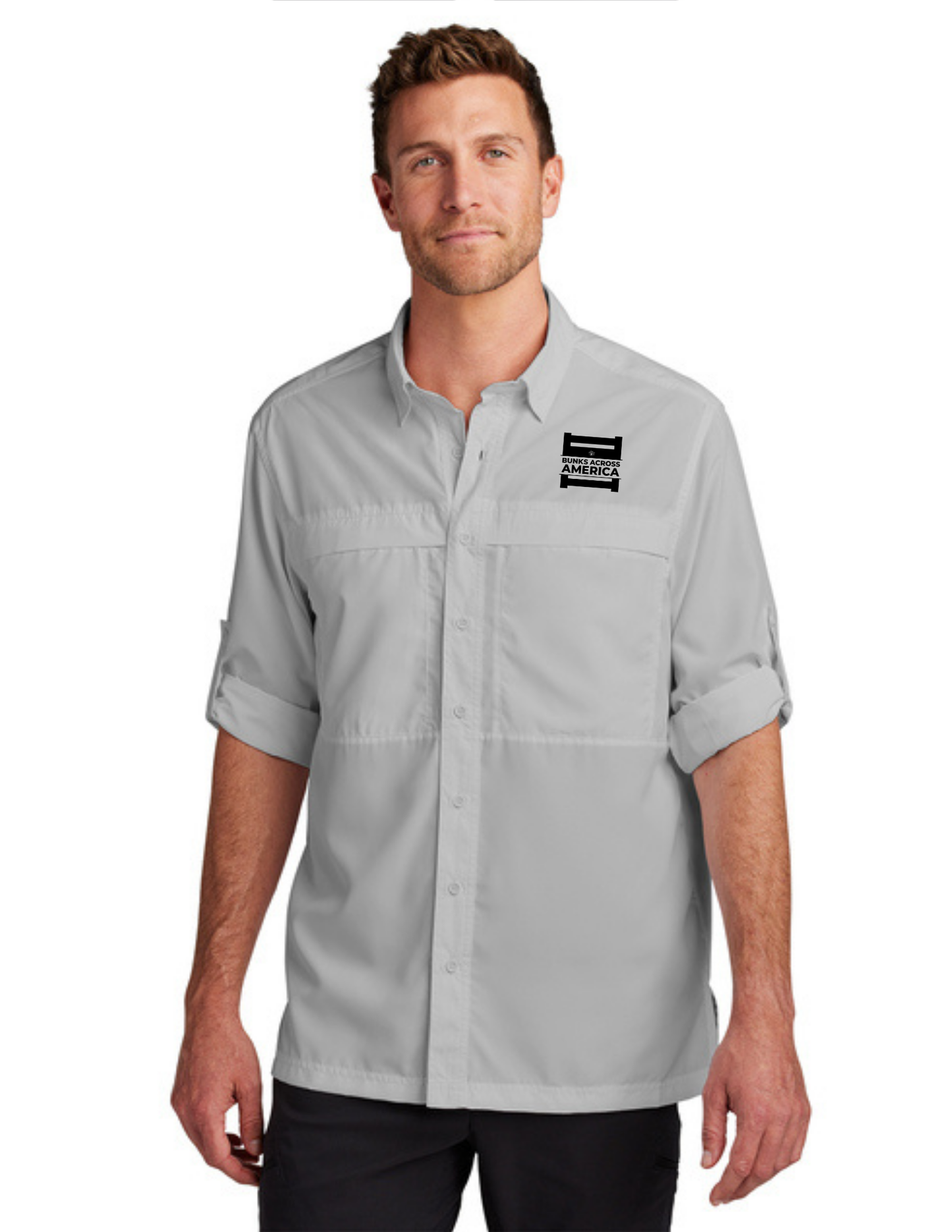 BAA 2025 - MEN'S UV Daybreak Shirt Long Sleeve w/ Embroidery - "Official Logo" (GUSTY GREY)