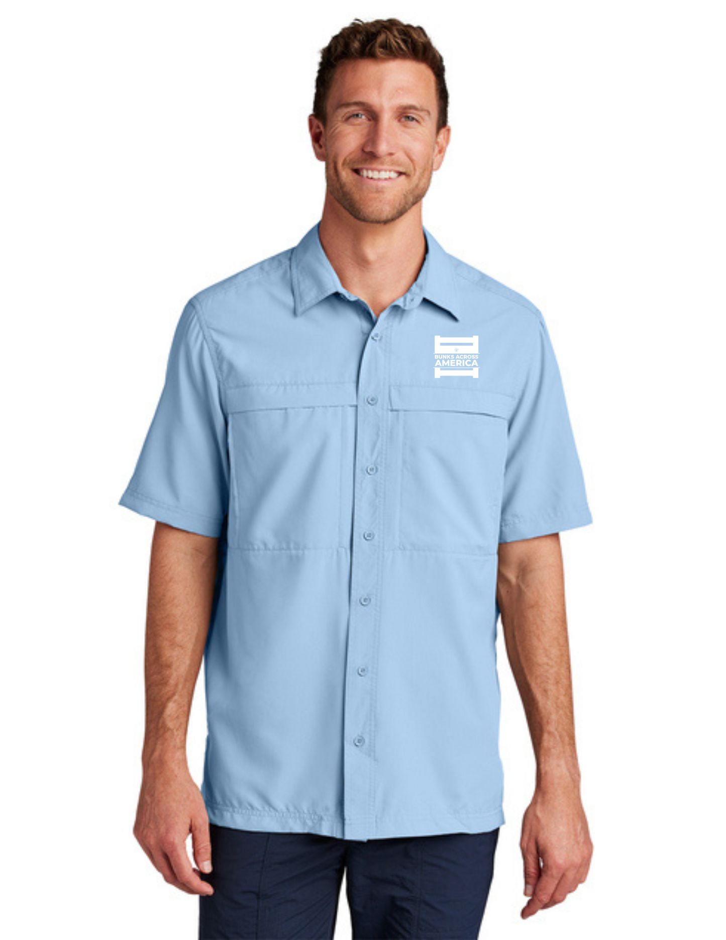 BAA 2025 - MEN'S UV Daybreak Shirt w/ Embroidery - "Official BAA Logo" (LIGHT BLUE)