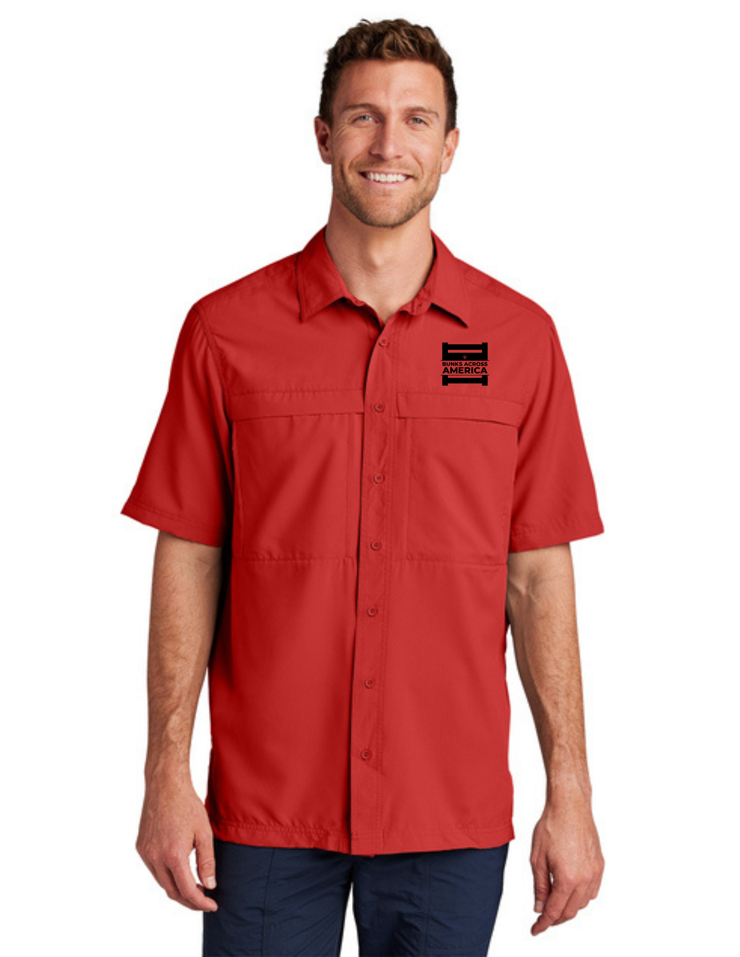 BAA 2025 - MEN'S UV Daybreak Shirt w/ Embroidery - "Official BAA Logo" (RICH RED)
