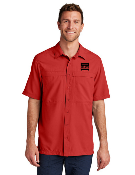 BAA 2025 - MEN'S UV Daybreak Shirt w/ Embroidery - "Official BAA Logo" (RICH RED)