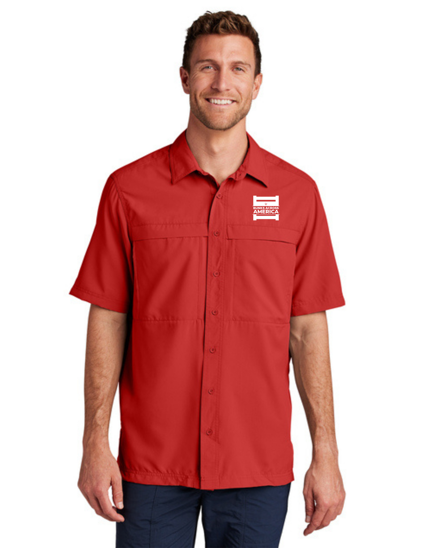BAA 2025 - MEN'S UV Daybreak Shirt w/ Embroidery - "Official BAA Logo" (RICH RED)
