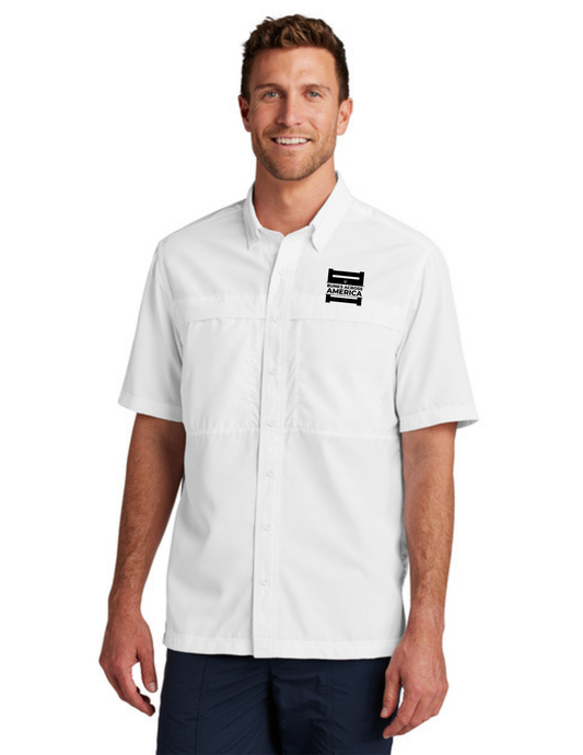 BAA 2025 - MEN'S UV Daybreak Shirt w/ Embroidery - "Official BAA Logo" (WHITE)