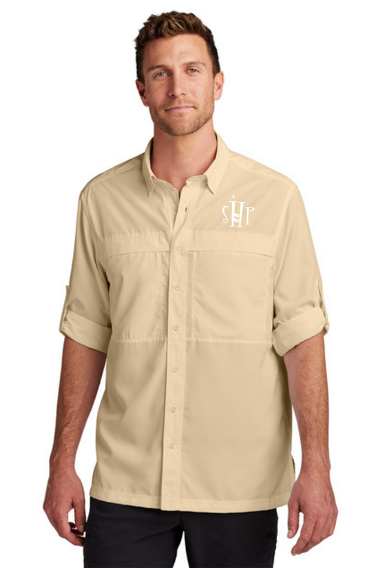 MEN'S UV Daybreak Shirt Long Sleeve w/ Embroidery (OAT) - "SHP" LOGO