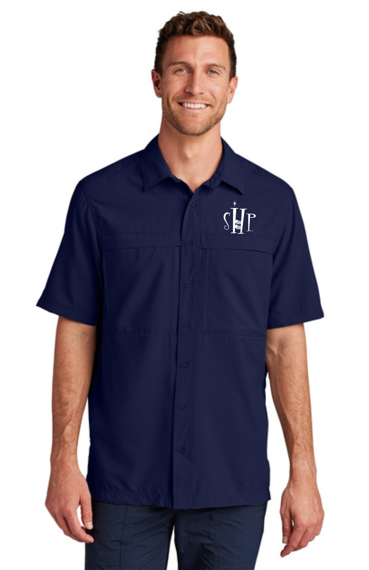 MEN'S UV Daybreak Shirt w/ Embroidery (NAVY) - "SHP" LOGO