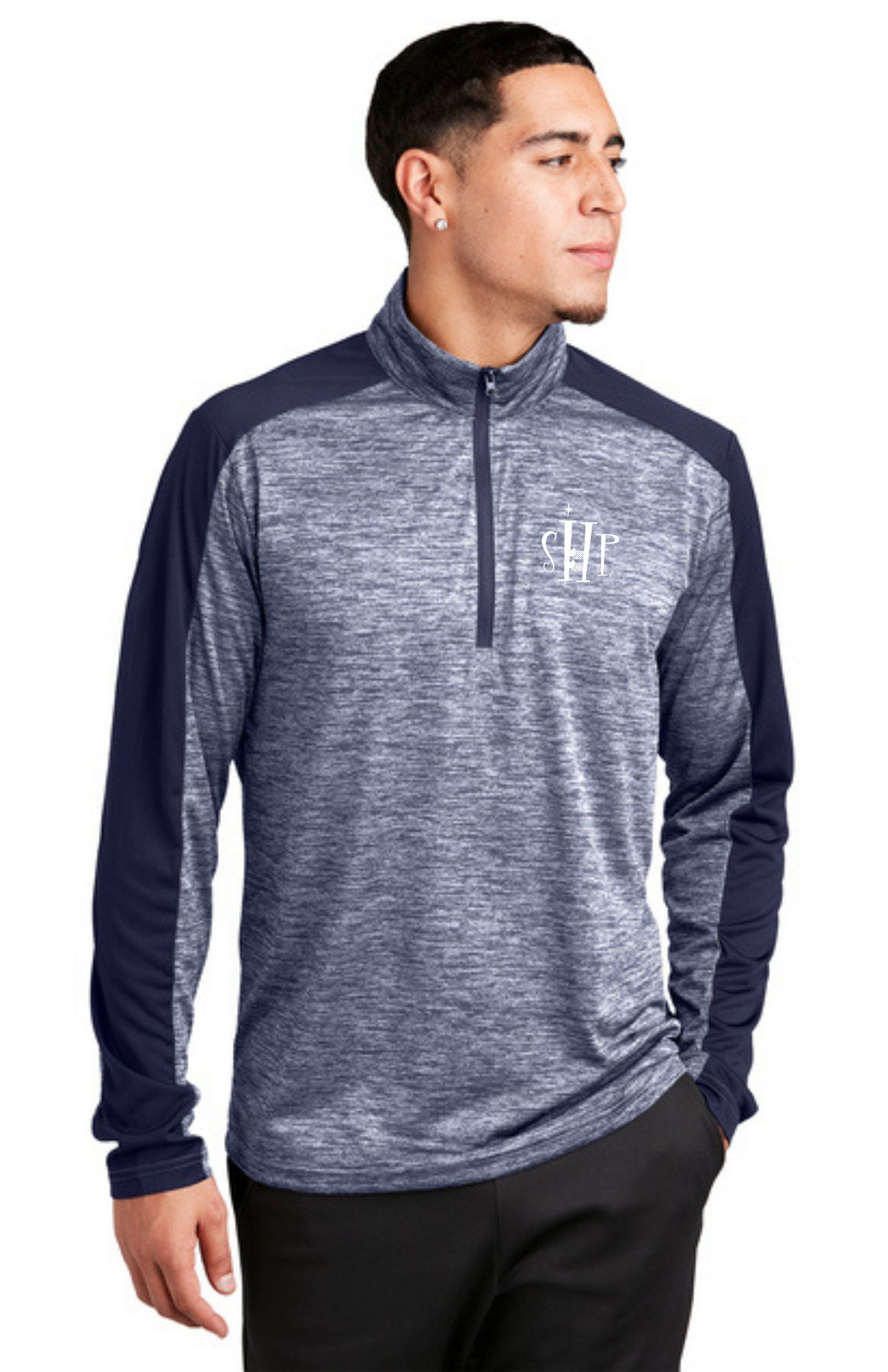 MEN'S 1/4 Zip Pullover (TRUE NAVY ELECTRIC/ TRUE NAVY) - "SHP" LOGO