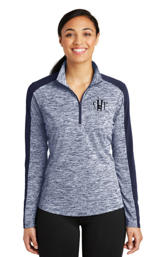 WOMEN'S 1/4 Zip Pullover (TRUE NAVY ELECTRIC/TRUE NAVY) - "SHP" LOGO