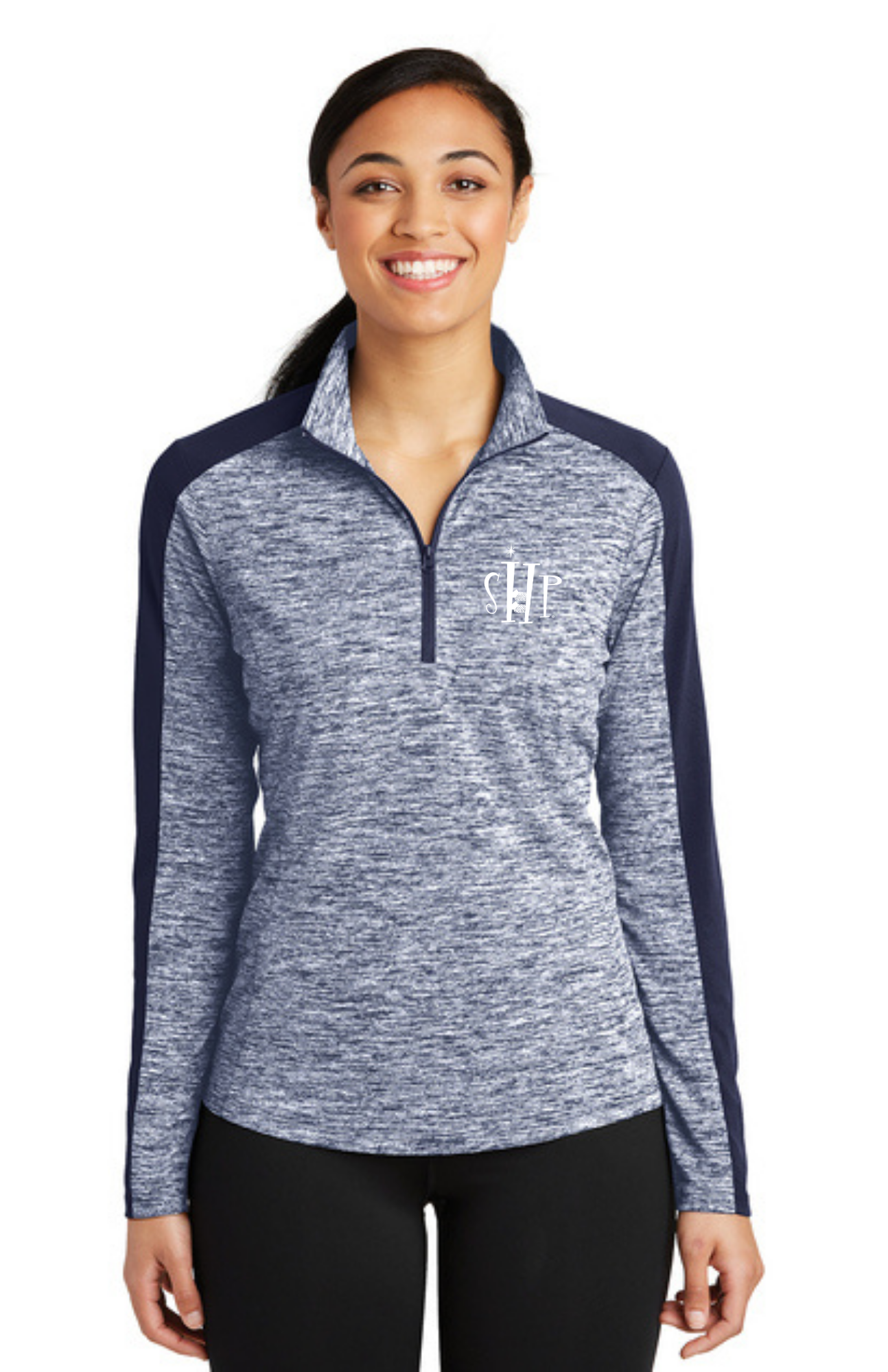 WOMEN'S 1/4 Zip Pullover (TRUE NAVY ELECTRIC/TRUE NAVY) - "SHP" LOGO
