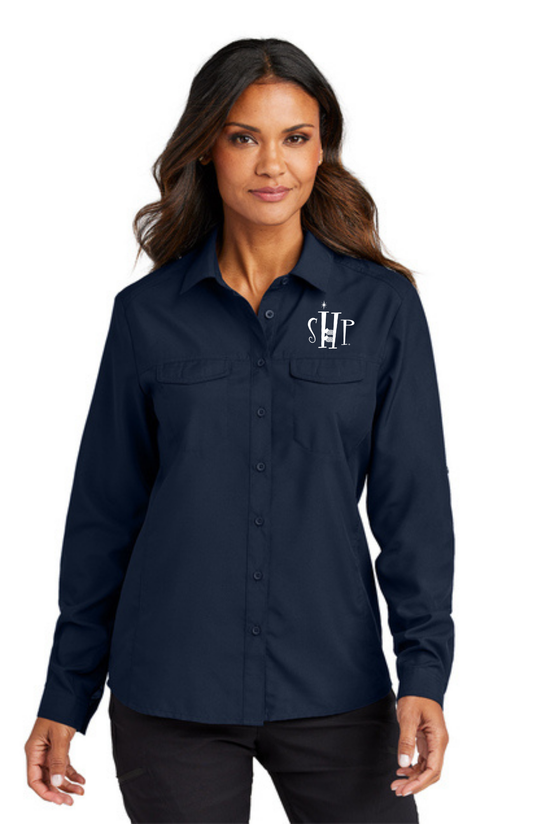 WOMEN'S UV Daybreak Long Sleeve w/ Embroidery (TRUE NAVY) - "SHP" LOGO