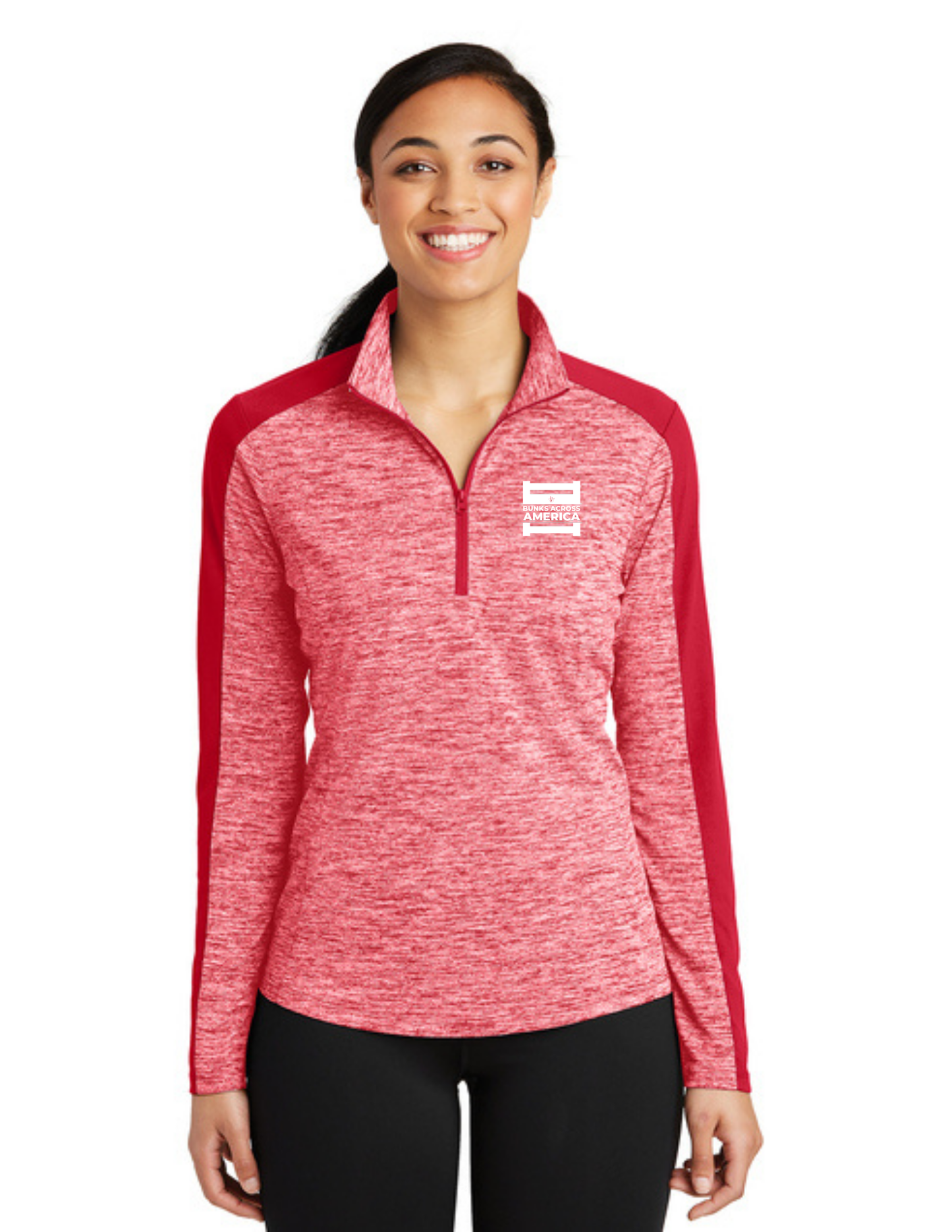 BAA 2025 - WOMEN'S 1/4 Zip Pullover - "Official BAA Logo" (DEEP RED ELECTRIC/DEEP RED)
