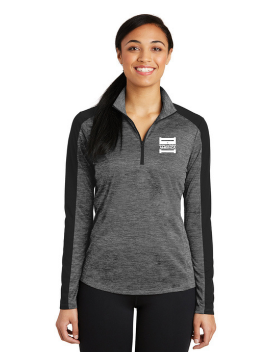 BAA 2025 - WOMEN'S 1/4 Zip Pullover - "Official BAA Logo" (GREY BLACK ELECTRIC/BLACK)
