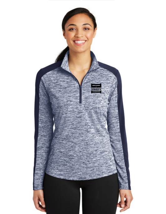 BAA 2025 - WOMEN'S 1/4 Zip Pullover - "Official BAA Logo" (TRUE NAVY ELECTRIC/TRUE NAVY)