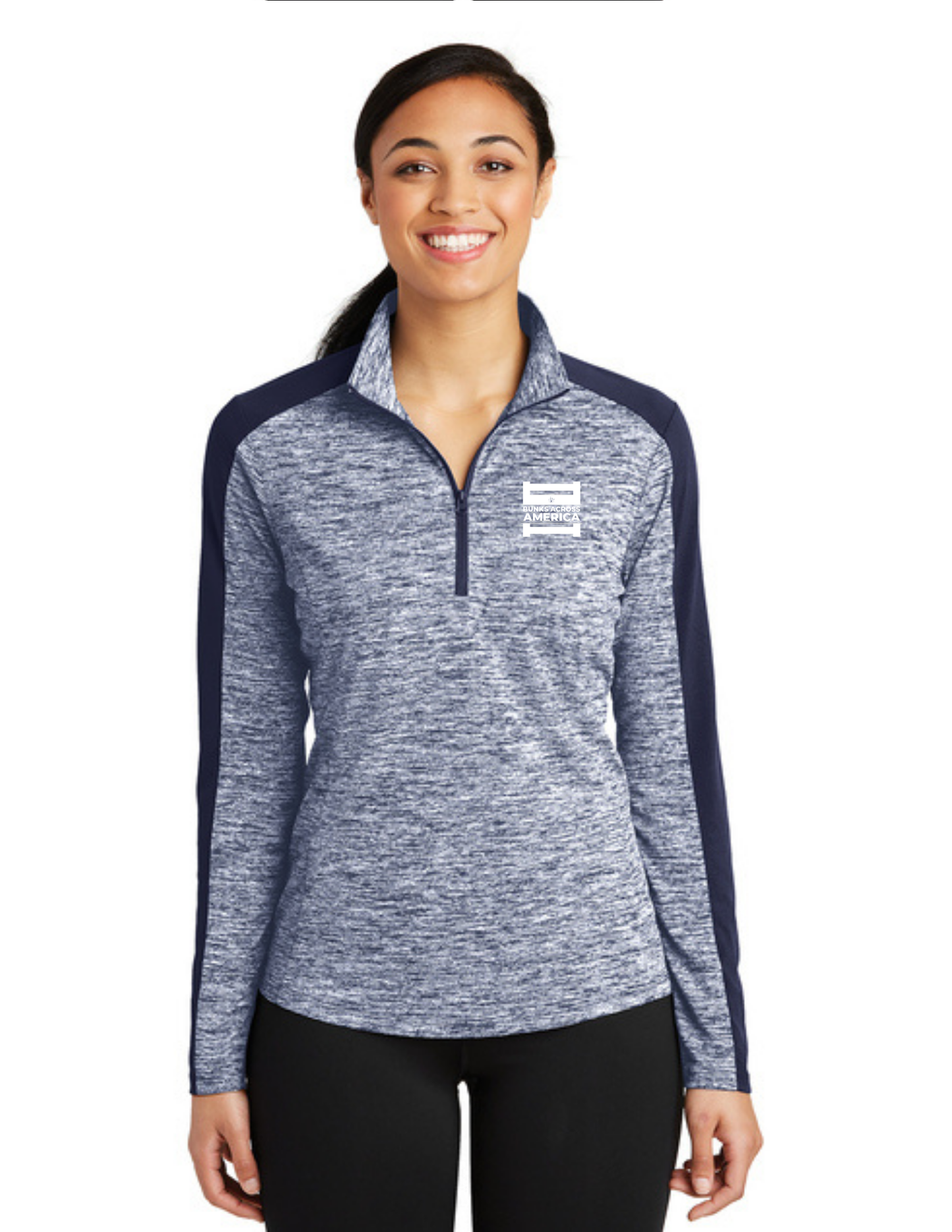 BAA 2025 - WOMEN'S 1/4 Zip Pullover - "Official BAA Logo" (TRUE NAVY ELECTRIC/TRUE NAVY)