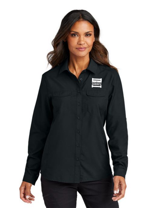 WOMEN'S UV Daybreak Long Sleeve w/ Embroidery (DEEP BLACK) - "SHP" LOGO