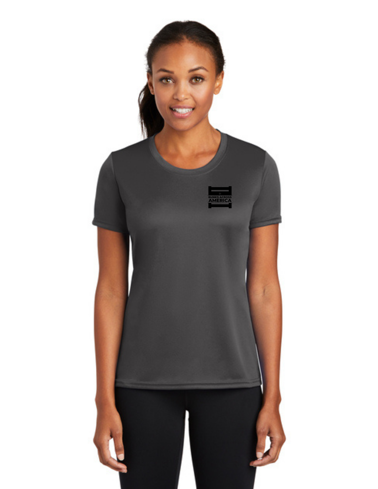 BAA 2025 - WOMEN'S Short Sleeve Performance Shirt - "Official BAA Logo" (CHARCOAL)