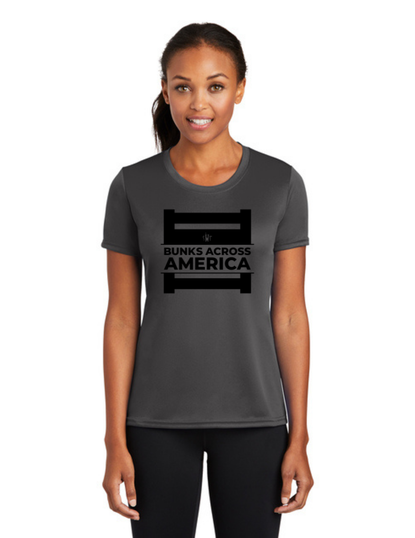BAA 2025 - WOMEN'S Short Sleeve Performance Shirt - "Official BAA Logo" (CHARCOAL)