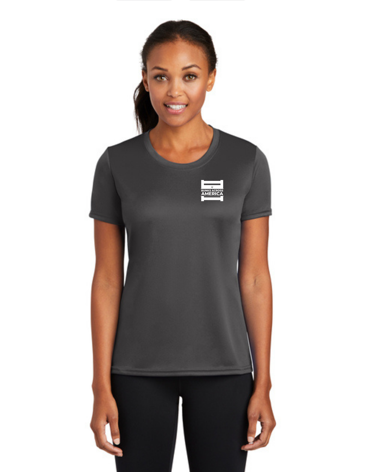 BAA 2025 - WOMEN'S Short Sleeve Performance Shirt - "Official BAA Logo" (CHARCOAL)